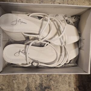 Adams White Strappy Square-Toe Platform Heels